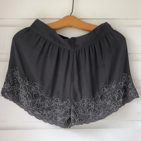 Kimchi Blue Pants - Kimchi Blue Slate High Waist Beaded Shorts